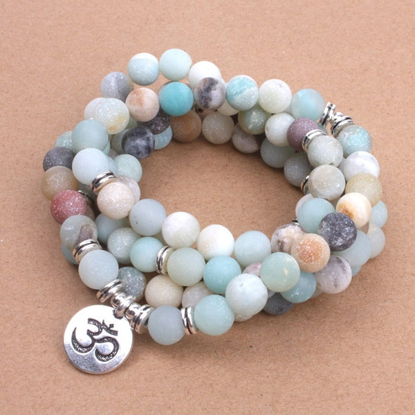 Aura Yoga OM Stone Mala Bracelet